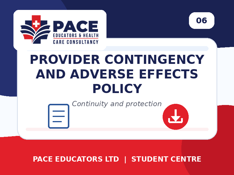 Provider Contingency and Adverse Effects Policy